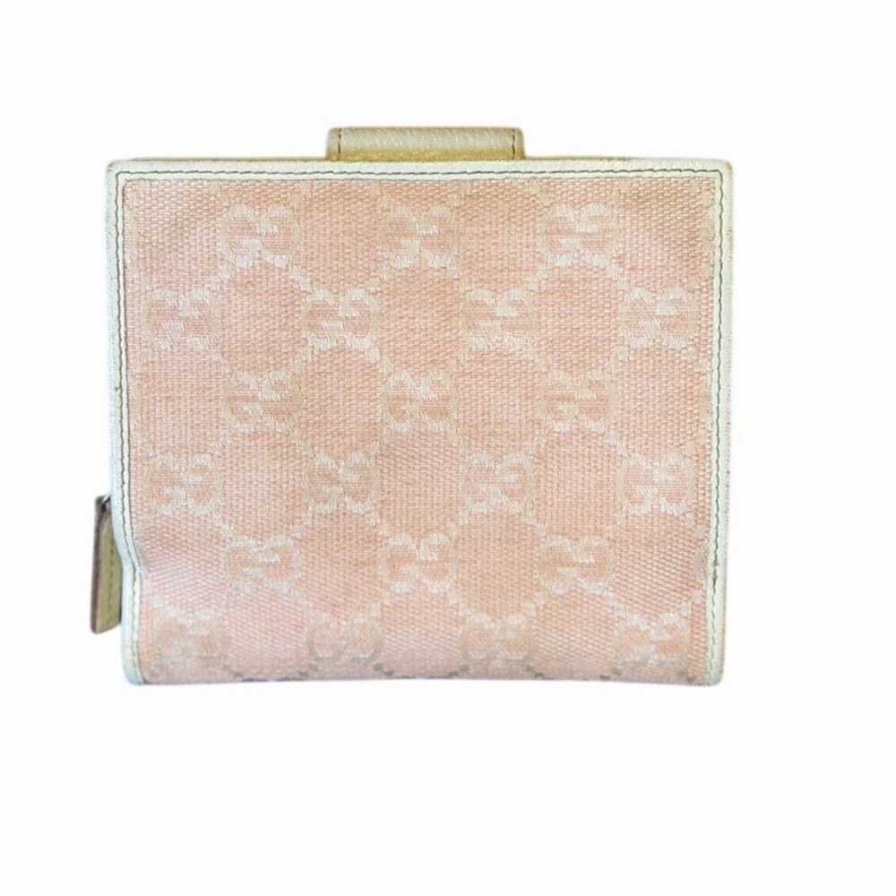 Gucci Pink Canvas Abbey GG Monogram D-Ring Wallet Bifold Zip Coin Pocket - Picture 2 of 9